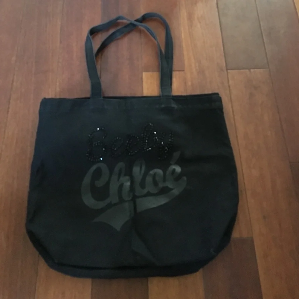 See By Chloé Black Canvas Logo Tote